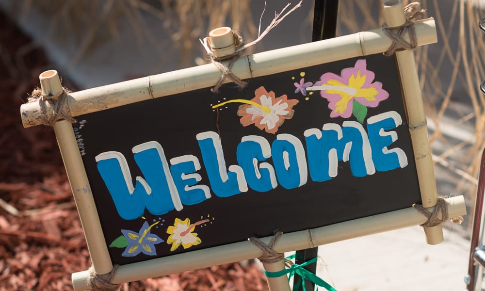 Inviting welcome sign at Keystone Place at Richland Creek in O'Fallon, Illinois