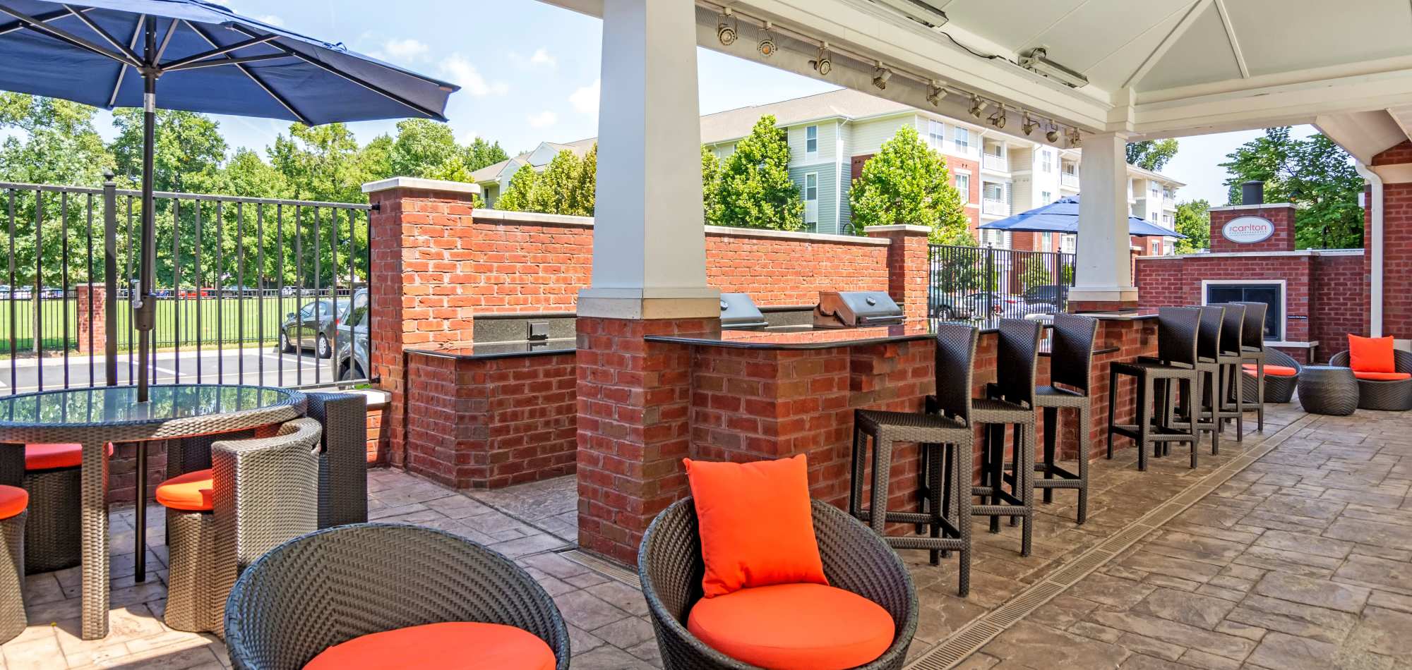 Outdoor kitchen and barbeque area at The Carlton at Greenbrier, Chesapeake, Virginia