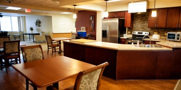 Resident kitchen and dining area at Retirement Ranch in Clovis, New Mexico