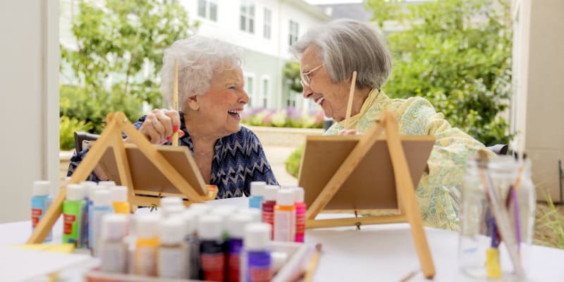Residents painting at Barclay House of Stuart in Stuart, Florida