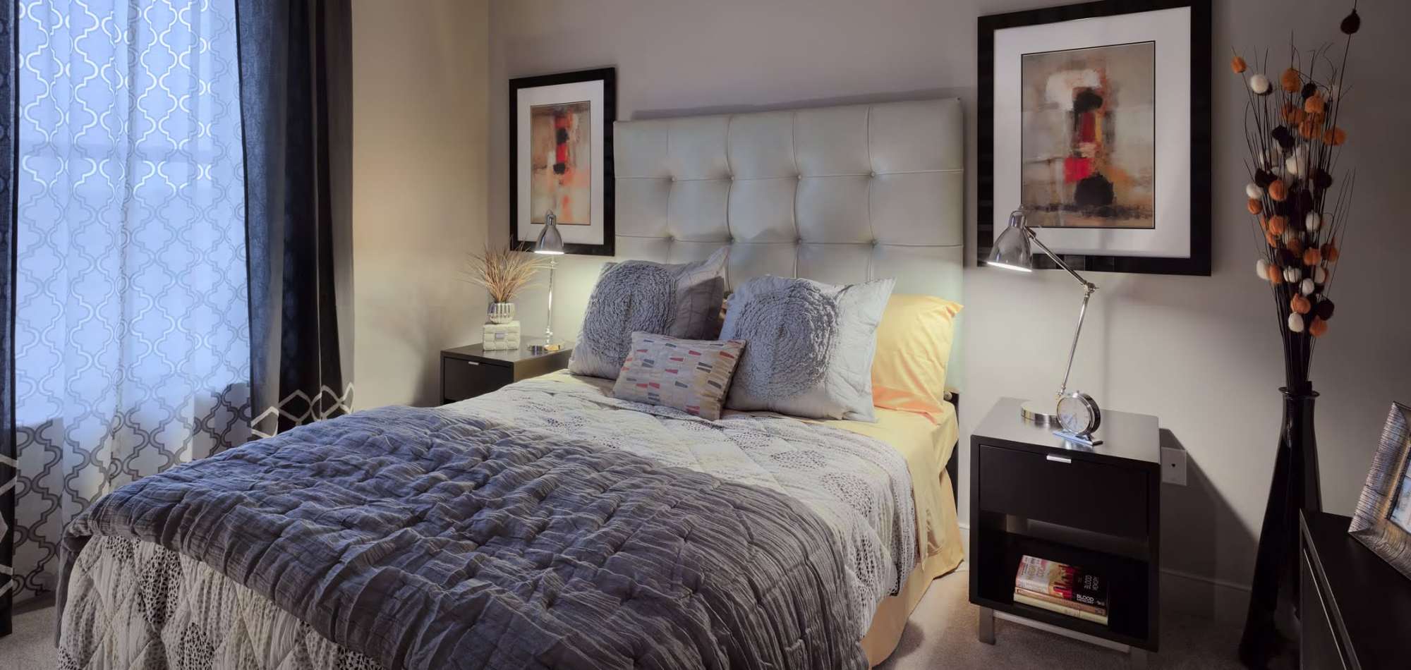 Model bedroom at Attain at Towne Place, Chesapeake, Virginia