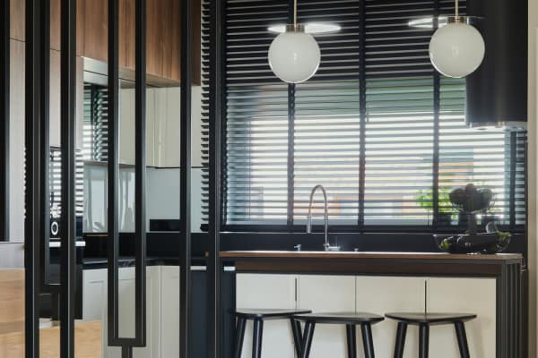 Ultra-modern kitchen in a model apartment at Presidential Estates in Rochester, New York