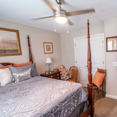 Bedroom with a ceiling fan at Butler Crossing II in Kingstree, South Carolina