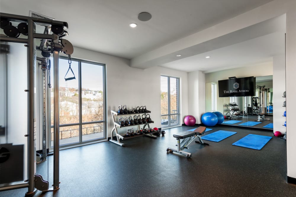 Fitness center at The Royal Athena in Bala Cynwyd, Pennsylvania