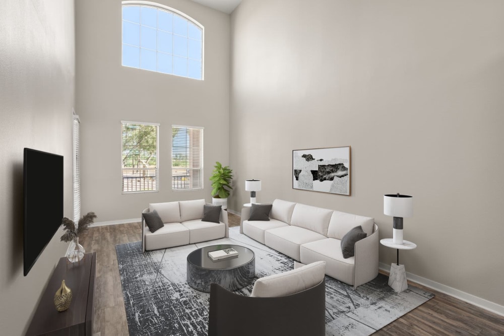Model living room  at Town Commons in Gilbert, Arizona