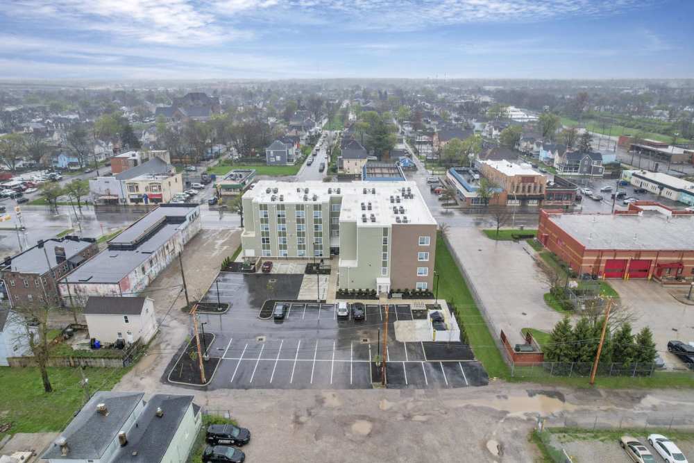 Parking lot with several vehicles at McKinley Manor in Columbus, Ohio
