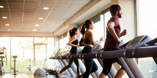 Fitness center with treadmills at Comanche Hills in La Mesa, California