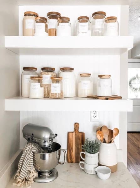 Having matching organizing jars are not only useful but can also be used as decor elements