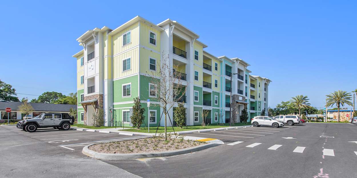 Parking outside an apartment building at Grand Oak Apartments in Largo, Florida