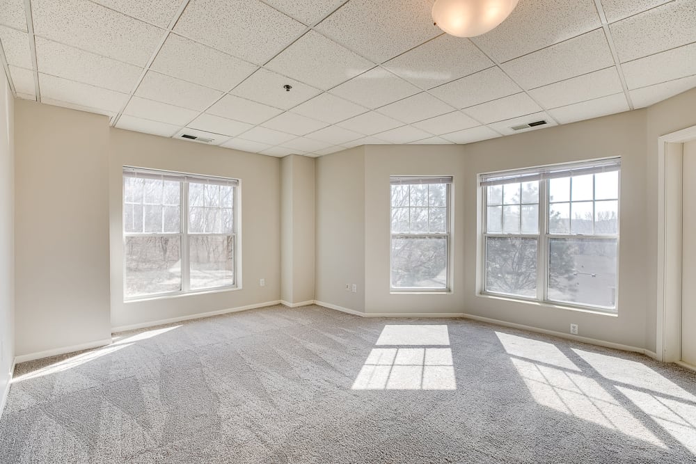 Beautiful living room with lots of natural lighting at Provence Apartments in Burnsville, Minnesota