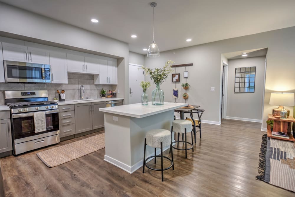 Kitchen with stainless steel appliances at Array Vista Canyon in Santa Clarita, California