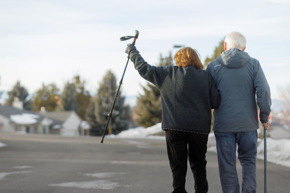Couple walking  at Touchmark on Saddle Drive in Helena, Montana