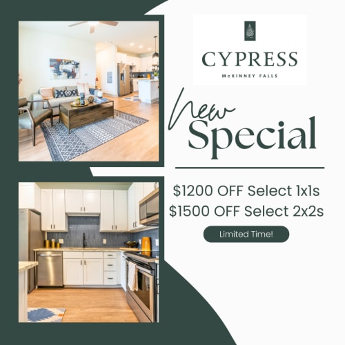 Specials at Cypress McKinney Falls in Austin, Texas