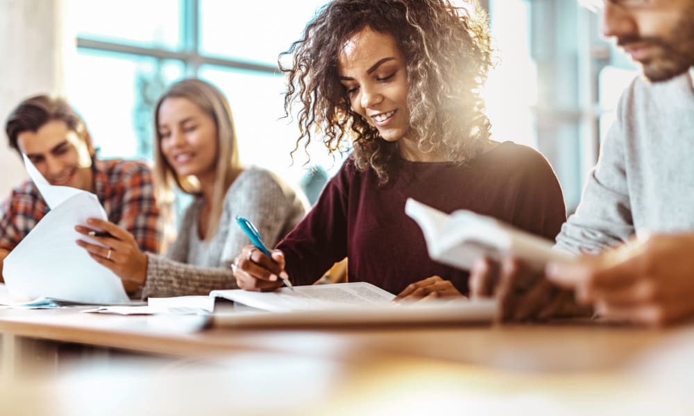 Students in class at a school near Pleasanton Place Apartment Homes in Pleasanton, California