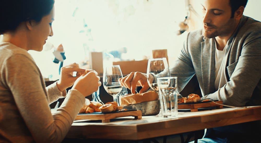 A couple having a dinner near Prairie Pines in Shawnee, Kansas