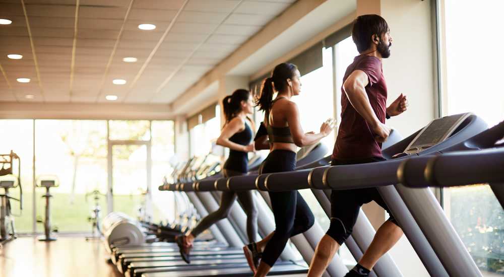 Fitness center with thread mills at Carrington Park in Little Rock, Arkansas