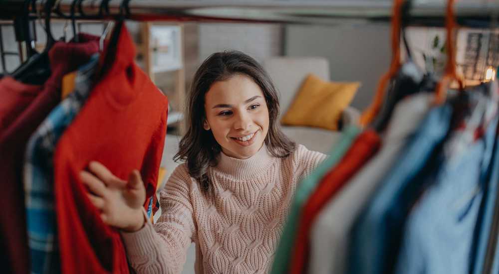 Walk-in closet at Stadium West Apartments in Arlington, Texas