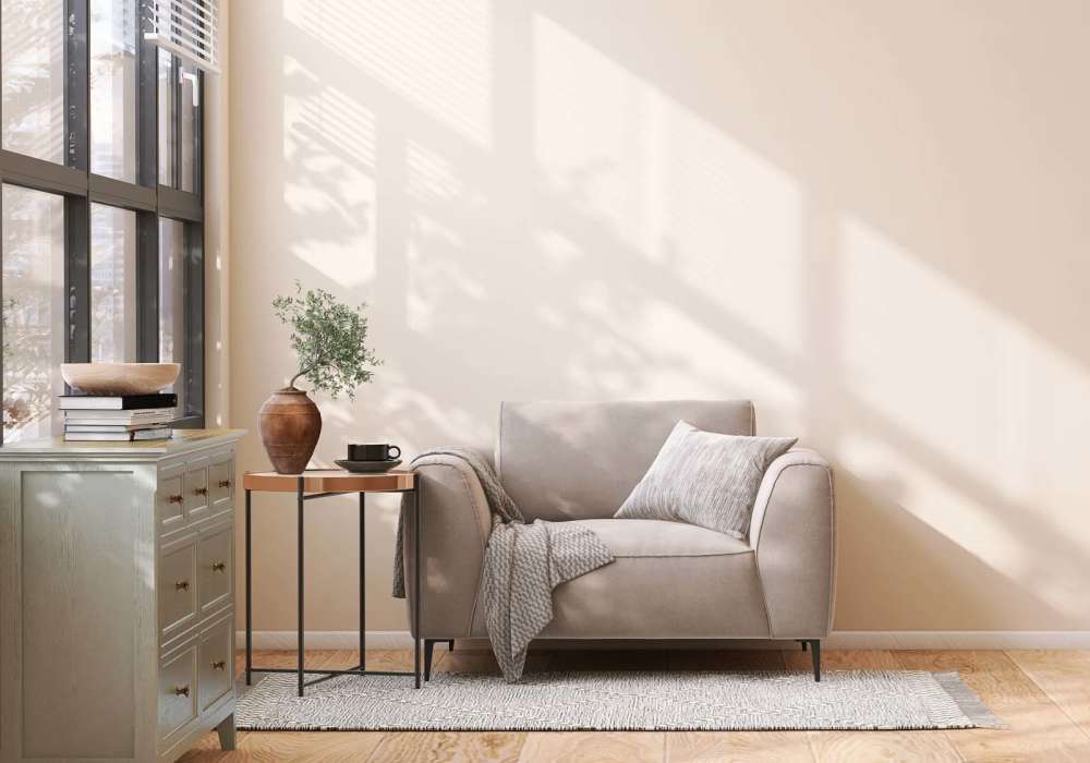 Living room with green color sofa at Greer Mill Residences in Greer, South Carolina