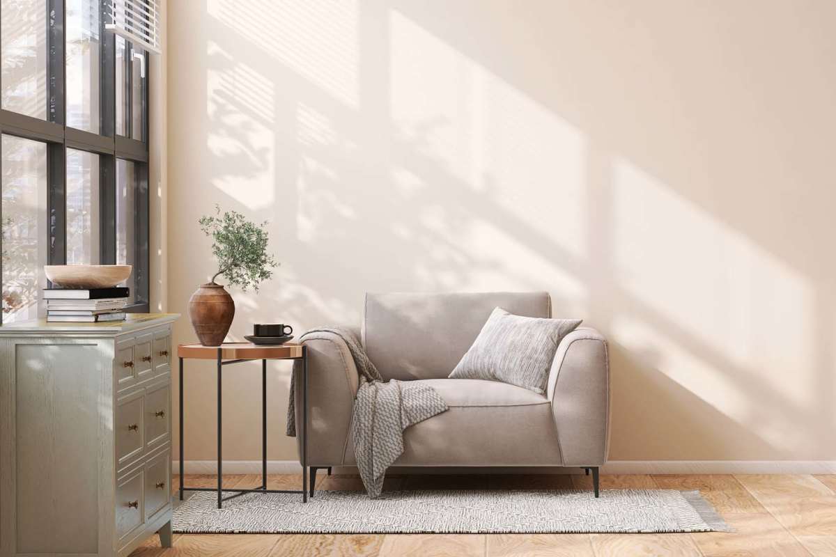 Living room with wood flooring at The Reserves at Eagle Point in Aurora, Colorado