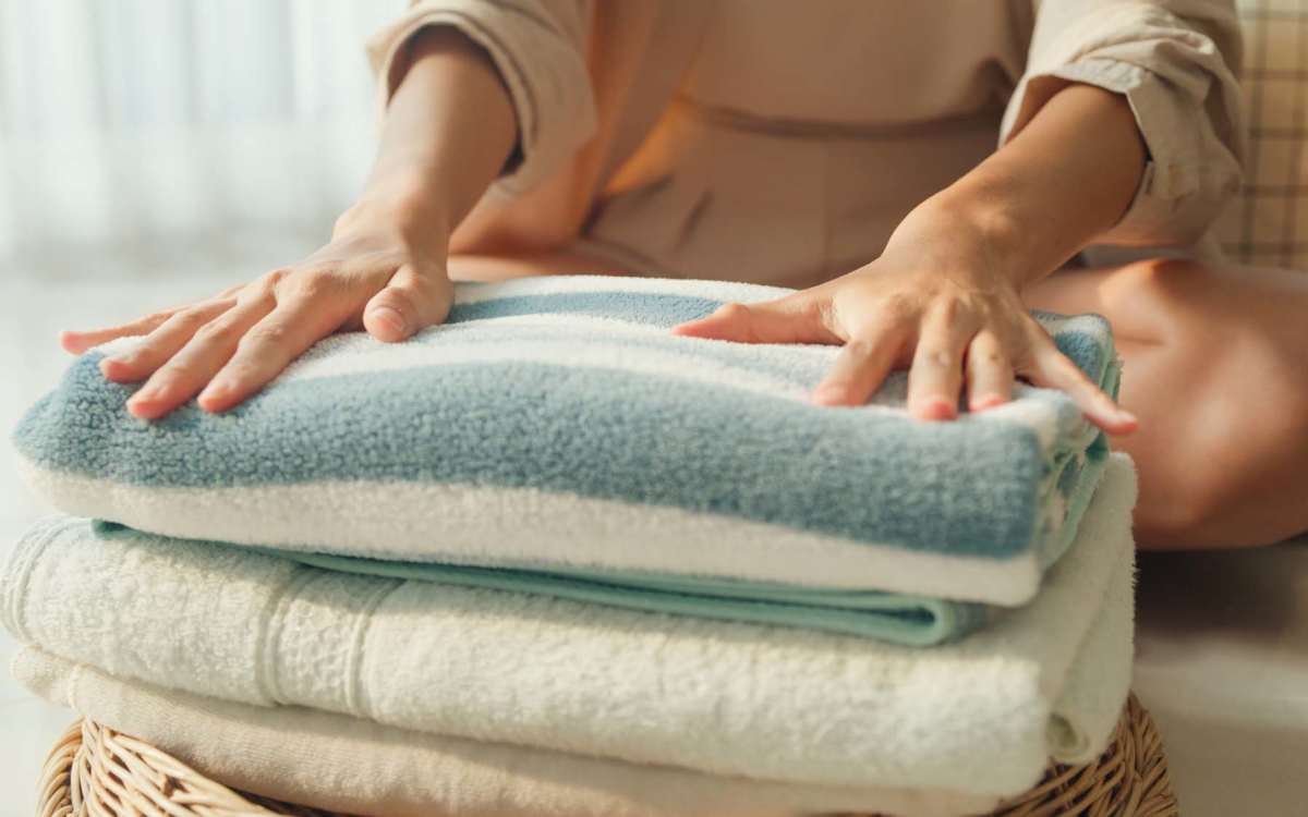 Resident with her laundry clothes at Parkwood Manor in Norfolk, Virginia
