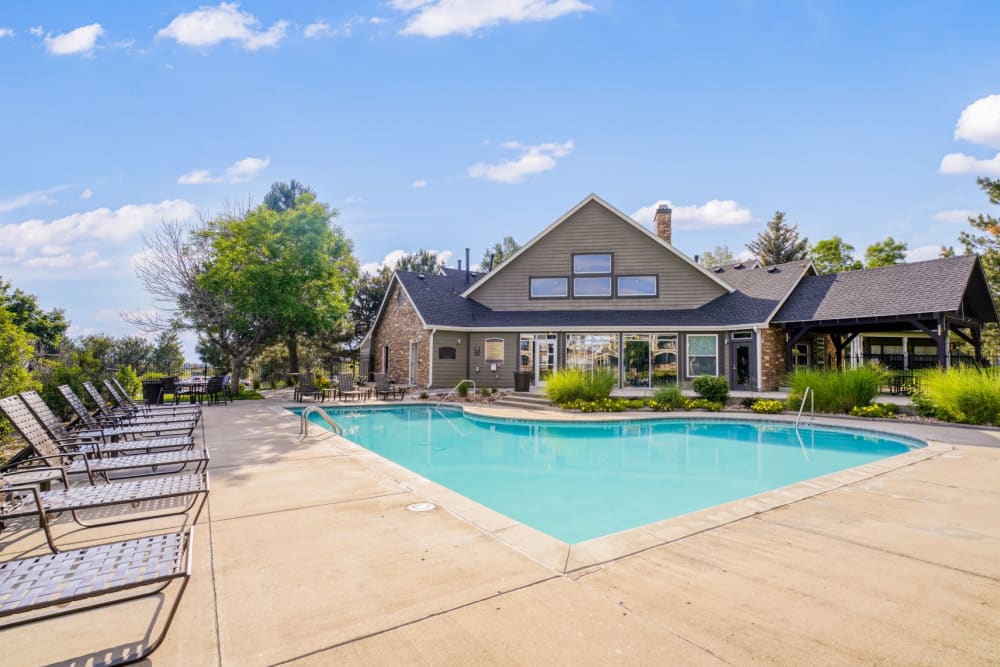 Refreshing swimming pool at The Pines at Castle Rock Apartments in Castle Rock, Colorado