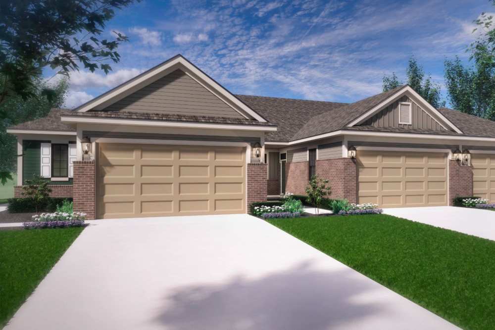 Exterior building with two garage at Encore at West Valley in White Lake, Michigan