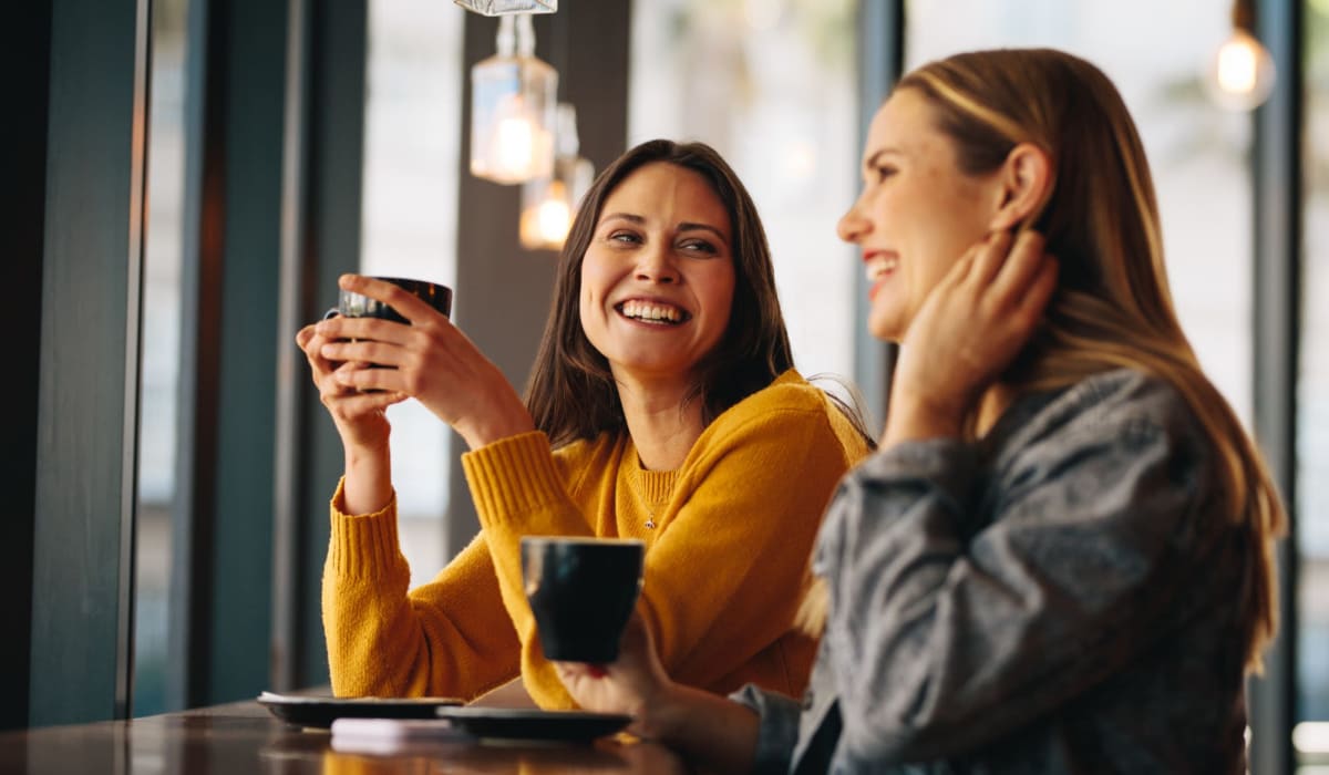 Residents out for coffee near Riverside Apartments in Tempe, Arizona