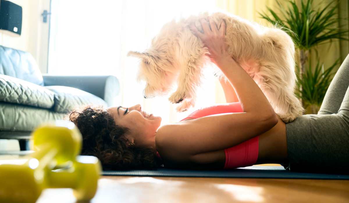 Resident playing with her dog at Crickentree in Mt Pleasant, South Carolina