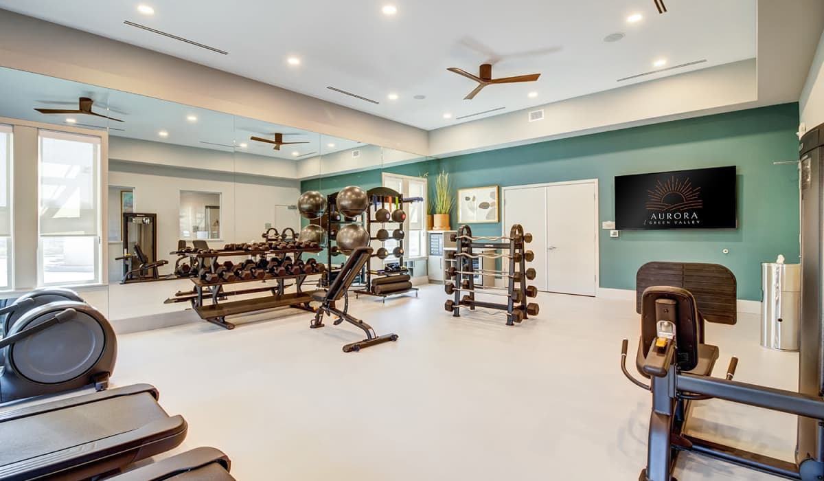 Fitness center at Aurora at Green Valley in Fairfield, California