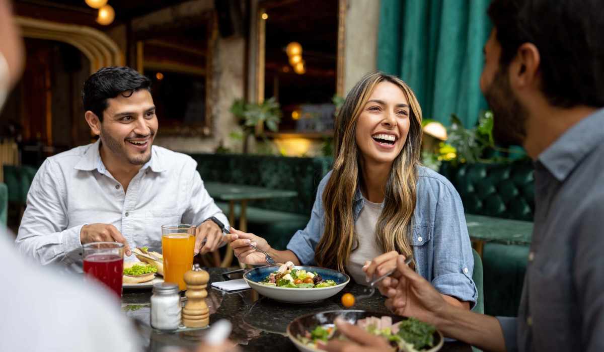 Friends at a restaurant near Central Park in Park Forest, Illinois