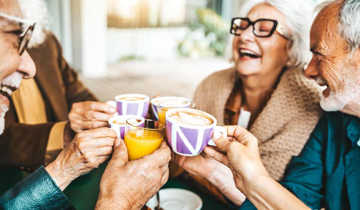 Residents enjoying their drinks at Park Terrace Apartment Homes in Muskegon,Michigan