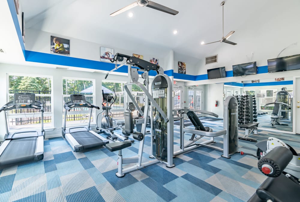 The Landings Apartment Homes in Absecon, New Jersey showcase a modern fitness center