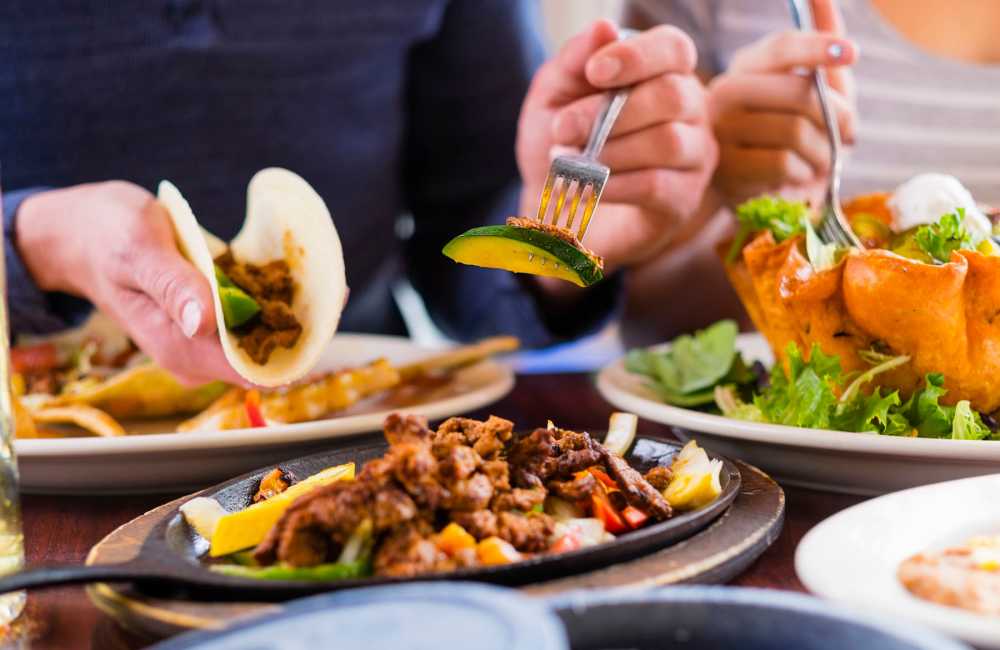 Residents eating out at a Mexican restaurant near La Espana Garden in Lodi, California