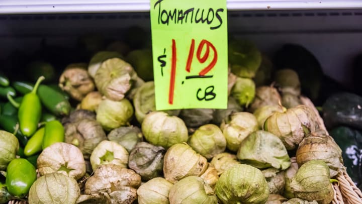 Mexican tomatillos for sale at a supermarket