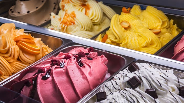 Various flavors of Italian gelato at an ice cream parlor near Cadia Crossing in Gilbert, Arizona