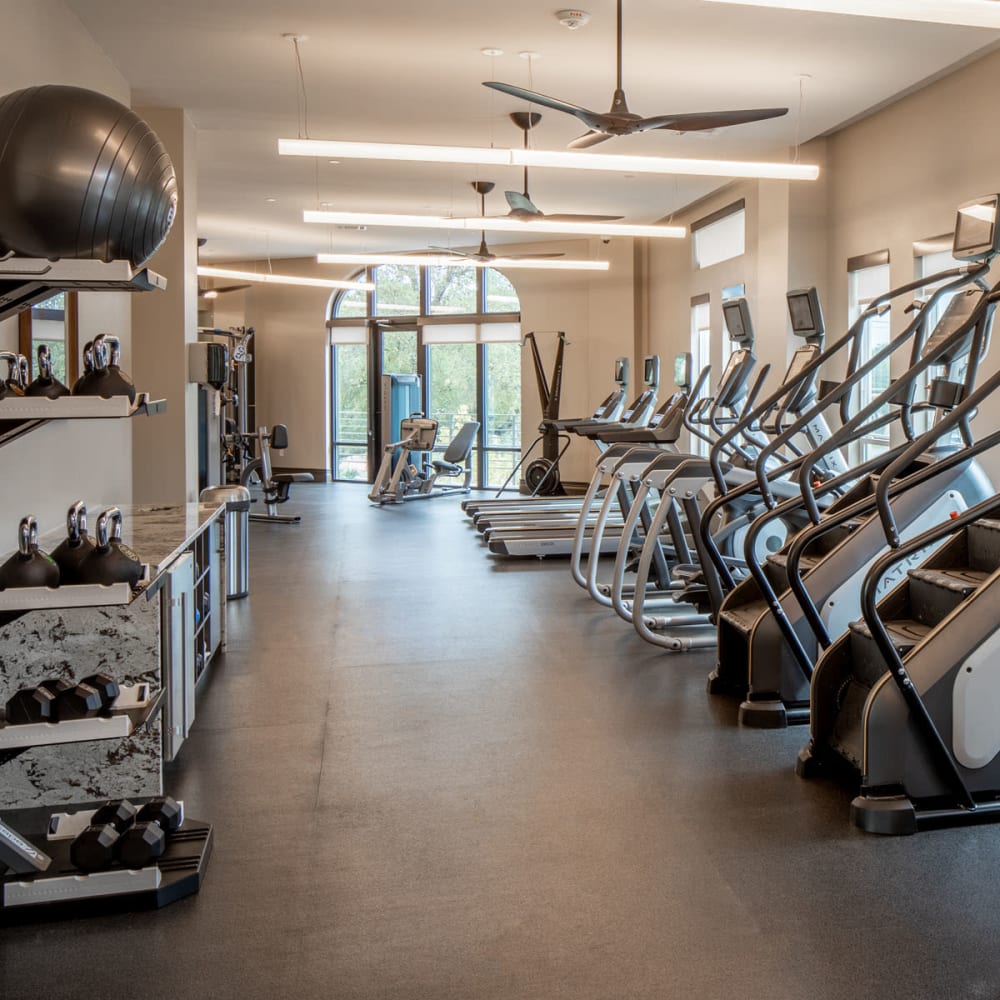Well-equipped onsite fitness center at Magnolia Heights in San Antonio, Texas
