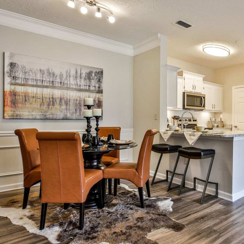 Dining area with access to kitchen at Avonlea Highlands in Cartersville, Georgia