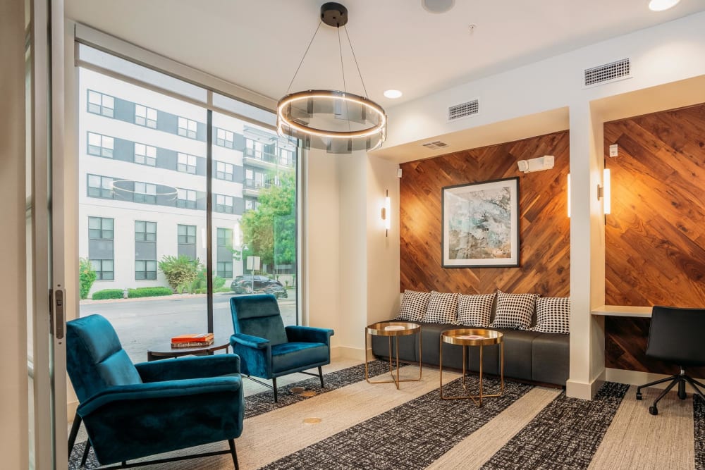 Lounge area in the clubhouse at Lakeshore Pearl in Austin, Texas
