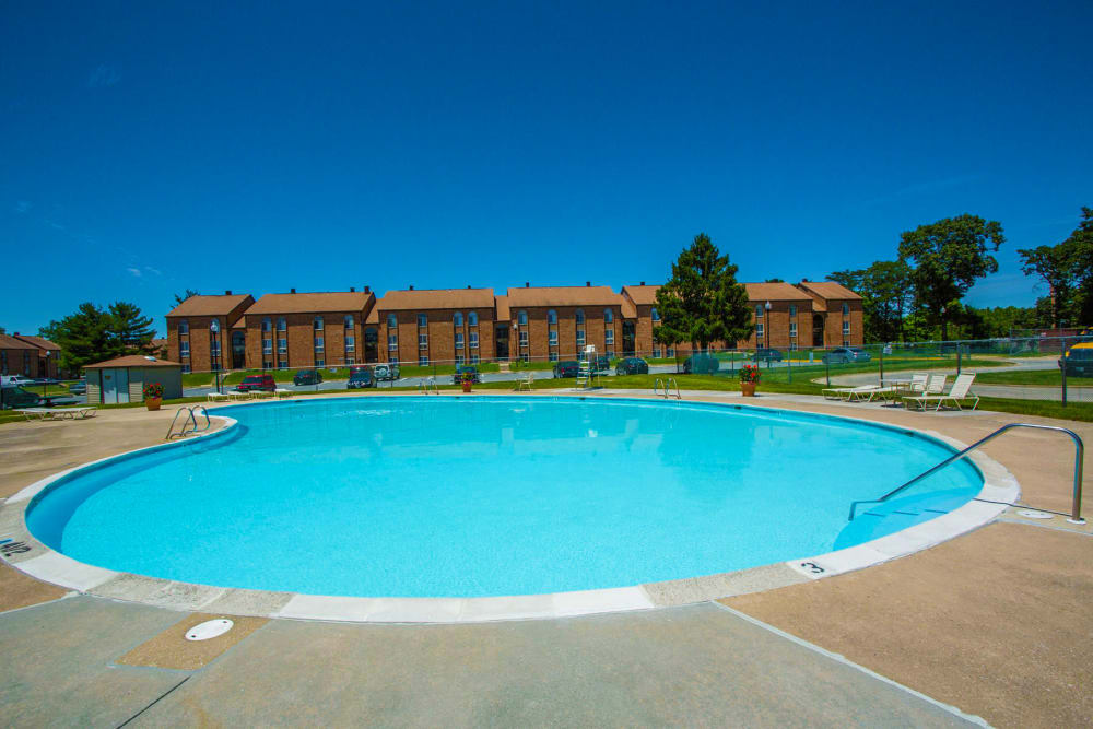 Sparkling swimming pool at Tuscany Gardens Apartments in Windsor Mill, Maryland