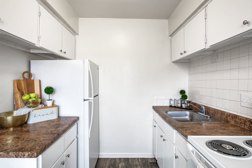Enjoy apartments with a cozy kitchen at Warwick Terrace Apartment Homes