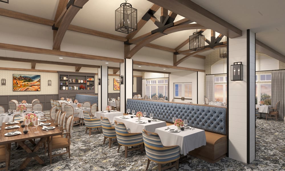 The main dining room at Touchmark at Fairway Village in Vancouver, Washington