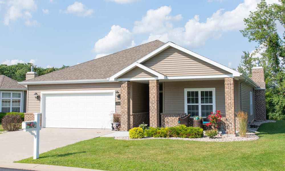 The facade of a cottage at Touchmark on West Prospect in Appleton, Wisconsin