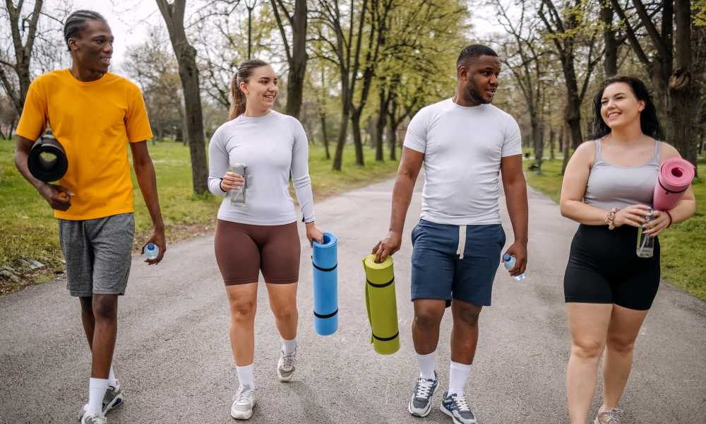 Friends after morning work out at Mazza Grandmarc in College Park, Maryland