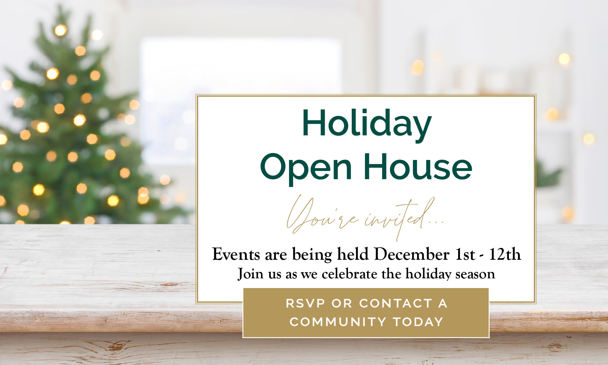 Holiday Open House flyer at Waltonwood in West Bloomfield, Michigan 