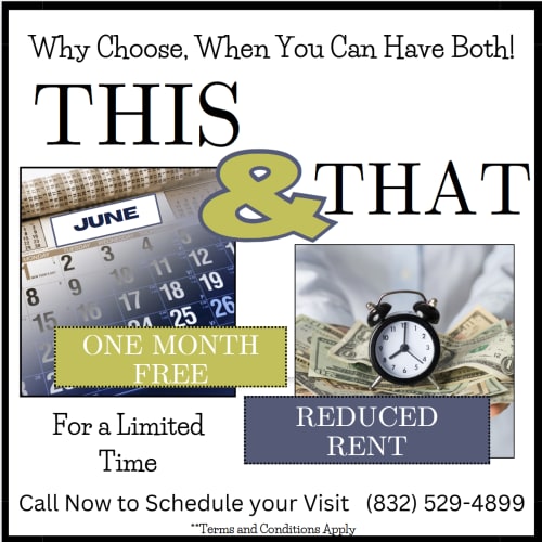 Verena at Cypresswood Verena Special One Month Free and Reduced rent on select apartment homes. Lease by May 30th.