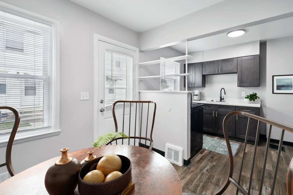 Dining space and kitchen at Eden Green Townhomes in Columbus, Ohio