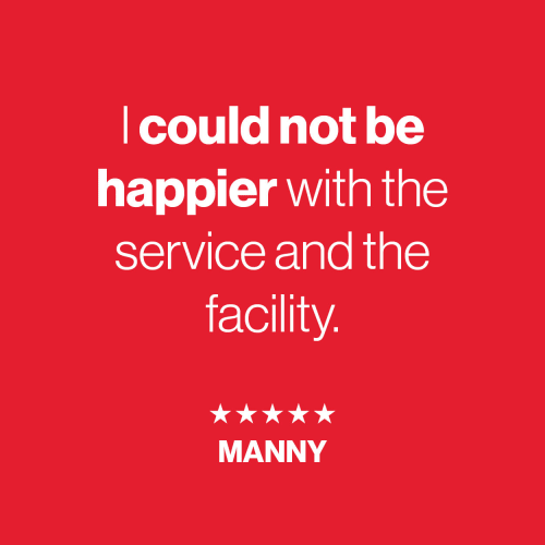 A review of A+ Storage that says "I could not be happier with the service and the facility."