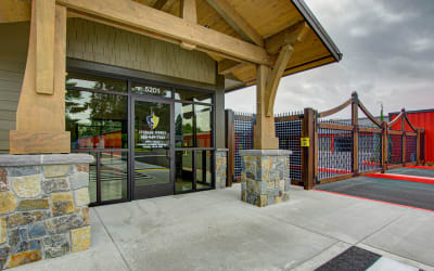 Outside the leasing office at Storage Works in Vancouver, Washington