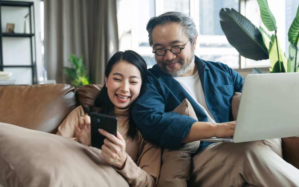 Father and daughter at The Commons at Kettering in Dayton, Ohio     