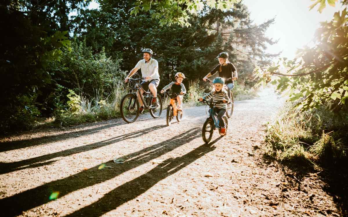 Family out biking near 27 Elm in Redmond, Oregon